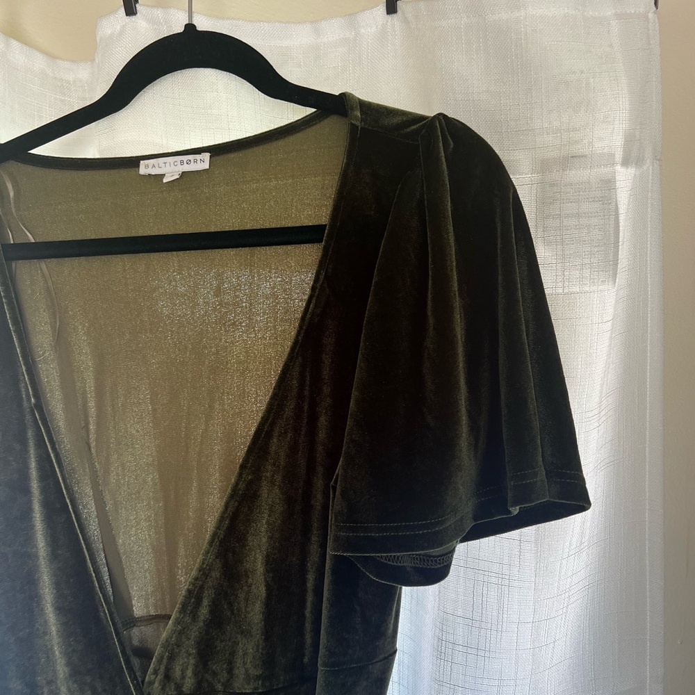 Green velvet bridesmaids dress